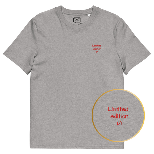 Limited edition grey embroidered tee mens t-shirt T恤男人