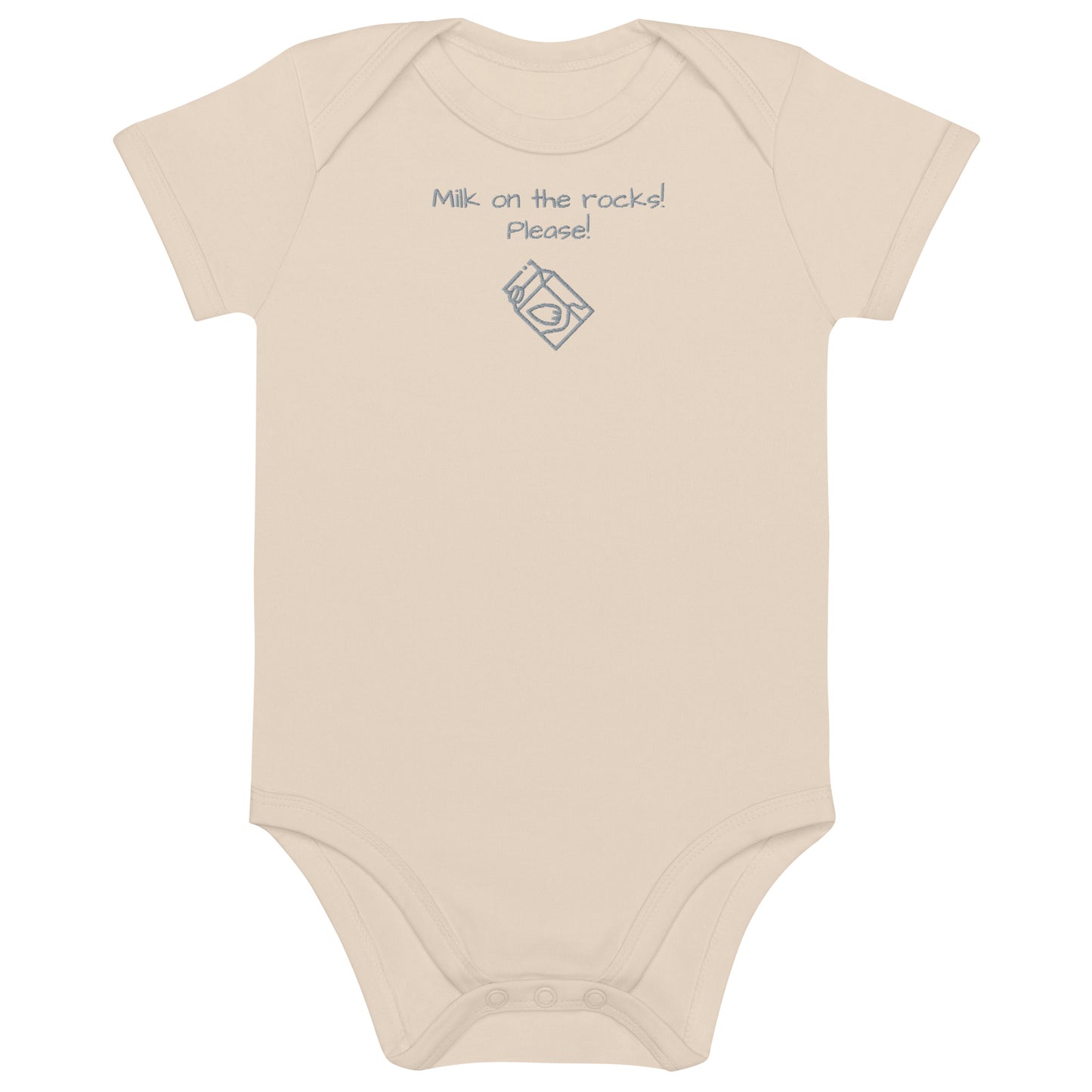NEO [Milk on the rocks!Please!] Embroidered organic cotton baby bodysuit