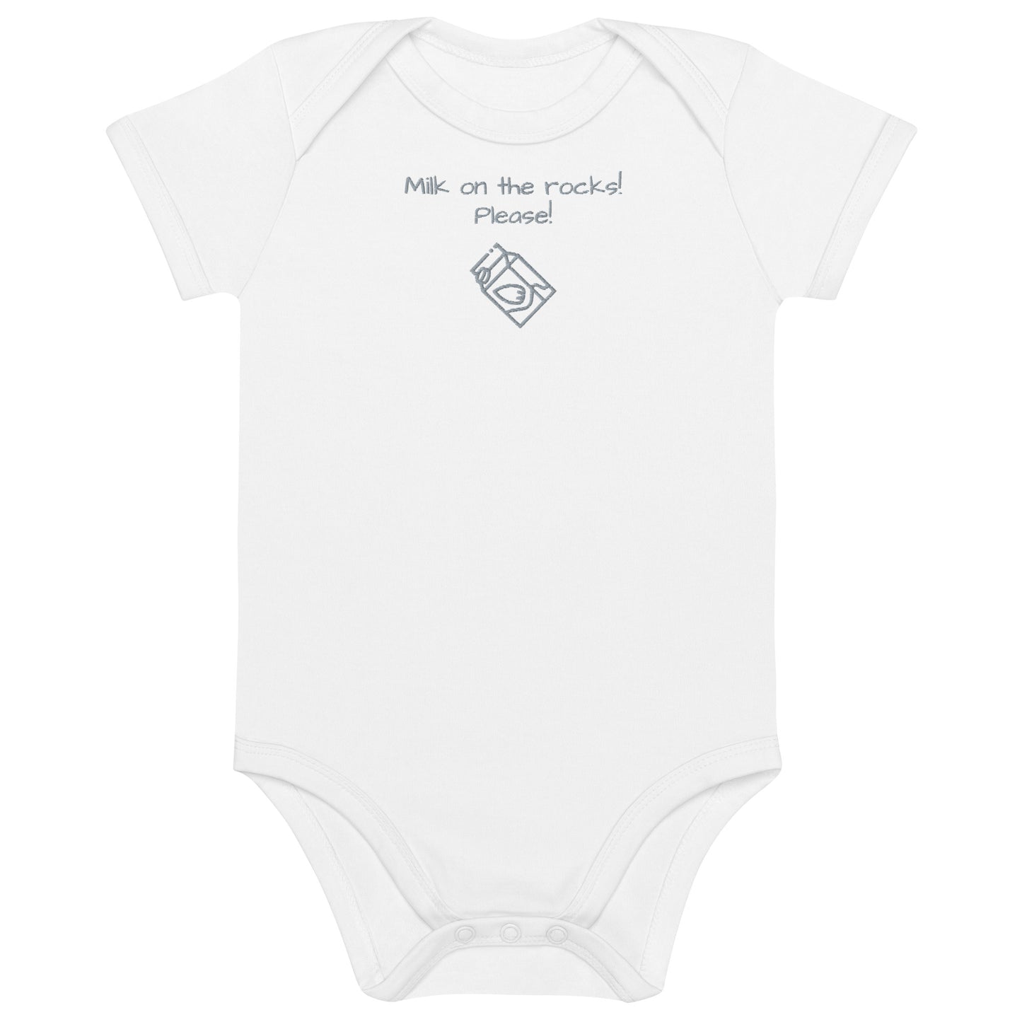 NEO [Milk on the rocks!Please!] Embroidered organic cotton baby bodysuit
